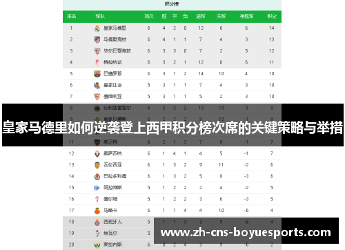 皇家马德里如何逆袭登上西甲积分榜次席的关键策略与举措
